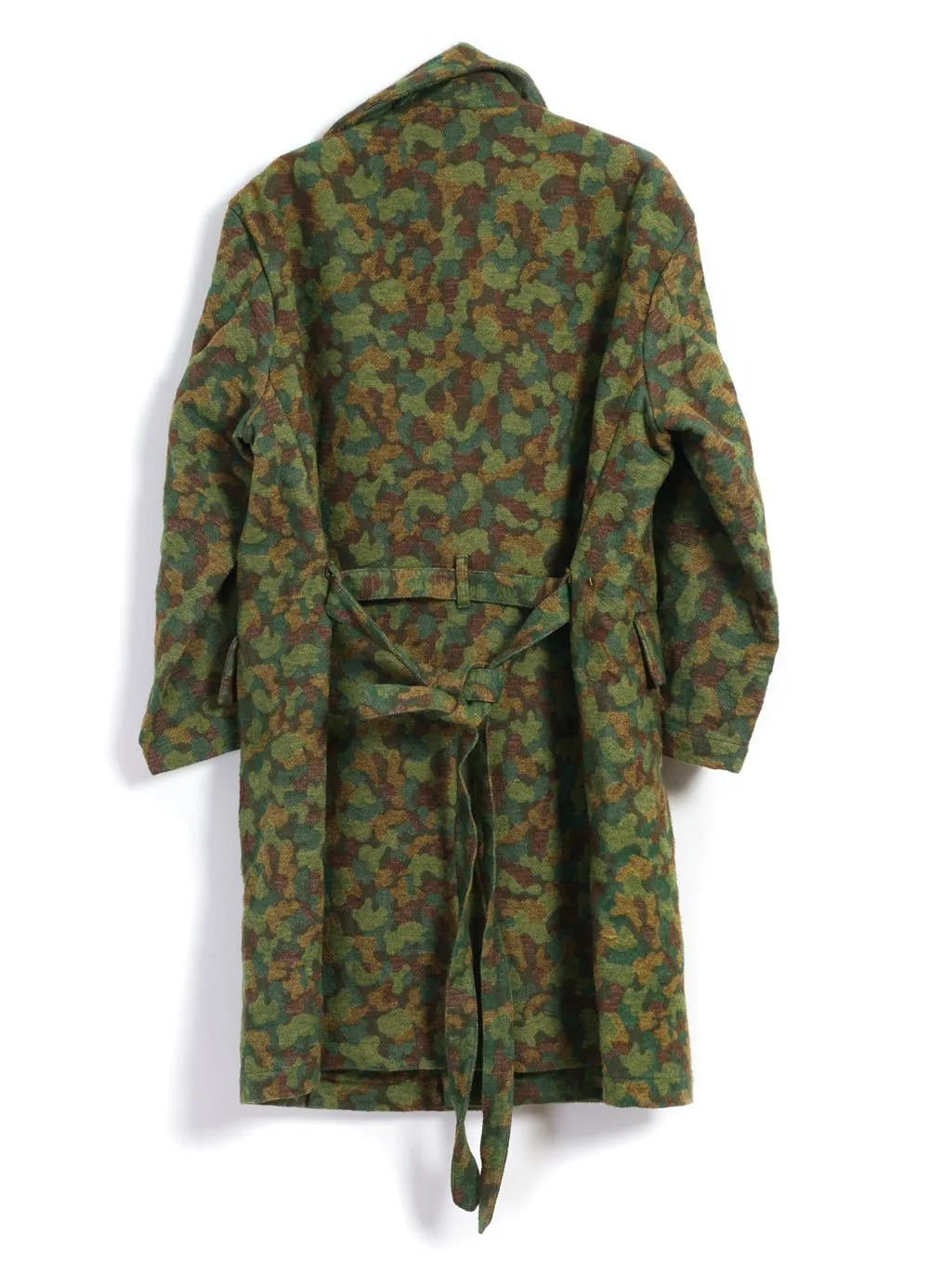 JUTE COAT | Oversized Coat With Belt | Green Jacquard Camo