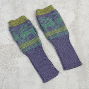 Knit Alpaca Blend Fingerless Gloves in Iris from Peru - Inca Landscape | NOVICA