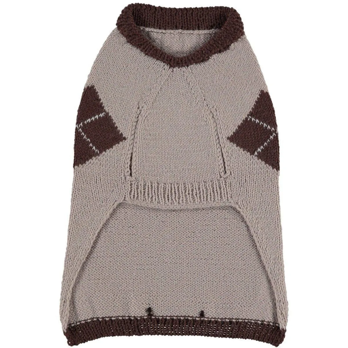 Knitted Argyle Dog Sweater by Baker & Bray - Cappuccino