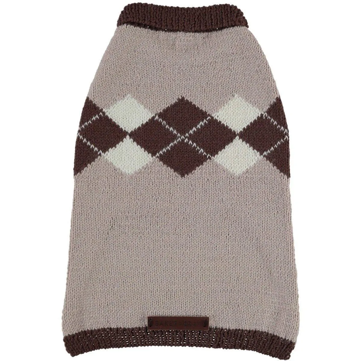 Knitted Argyle Dog Sweater by Baker & Bray - Cappuccino