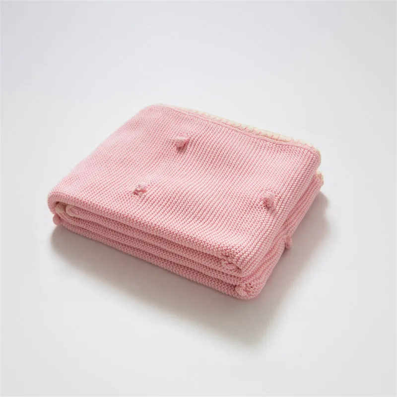 Knitted Cotton Mini Pom Baby Blanket