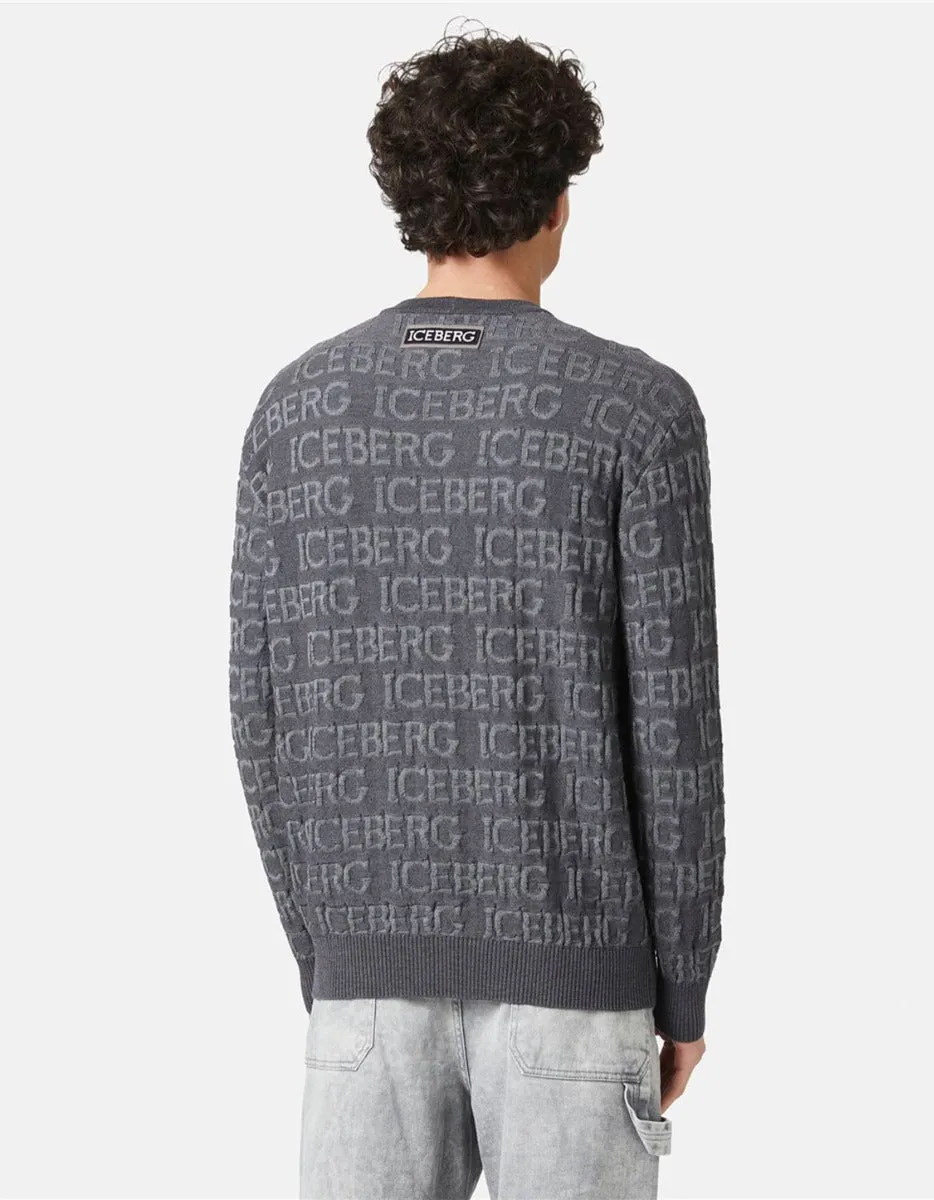 Knitted Text Sweatshirt (Grey) - I23A00270108961