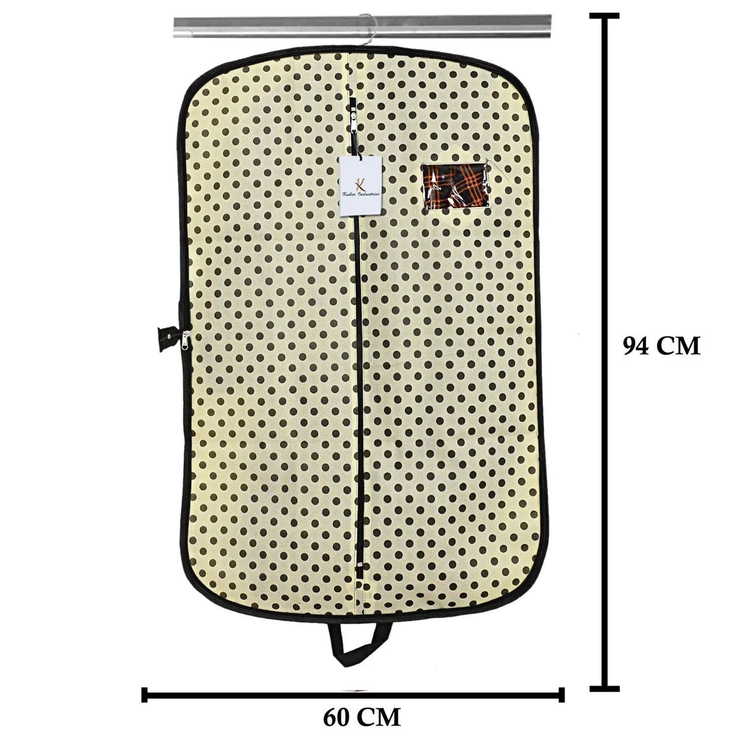 Kuber Industries Foldable Polka Dots Design 2 Piece Non Woven Coat Cover, Cream