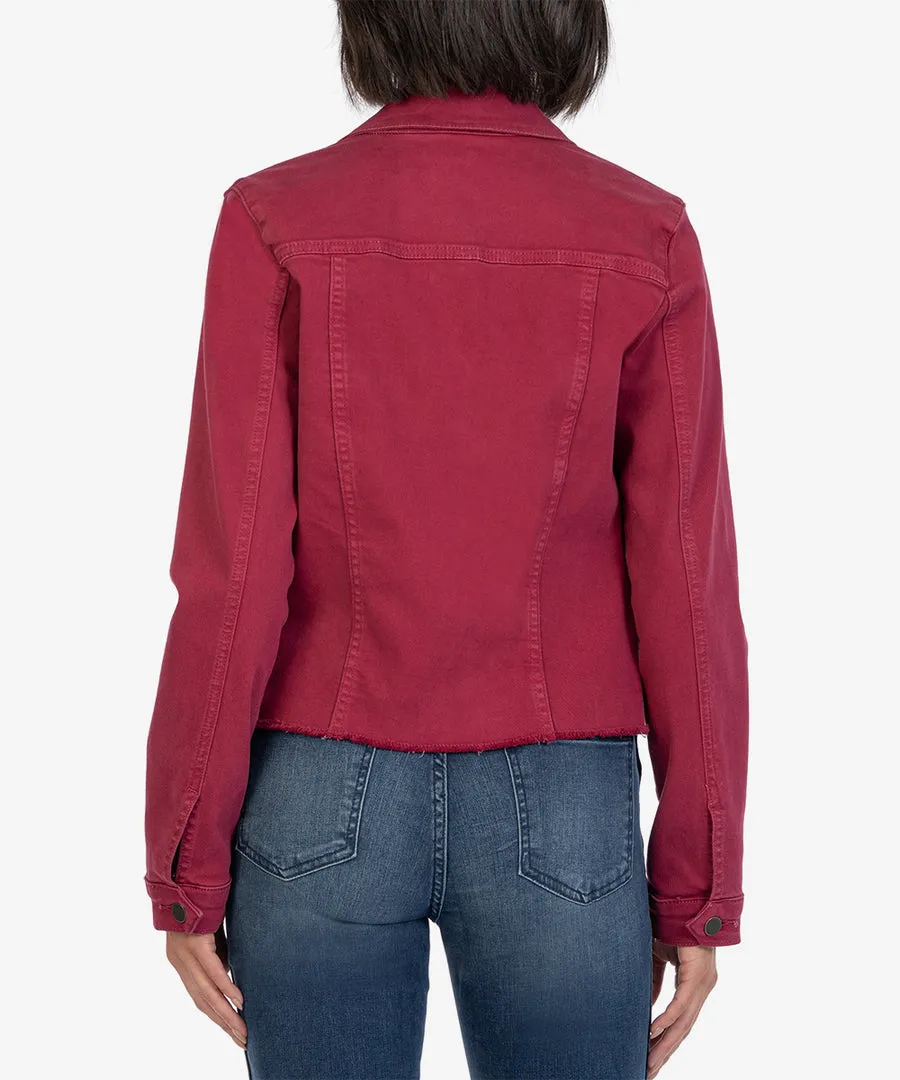 Kut From The Kloth Kara Jacket No Waist W/Frayed Hem - Bordeaux