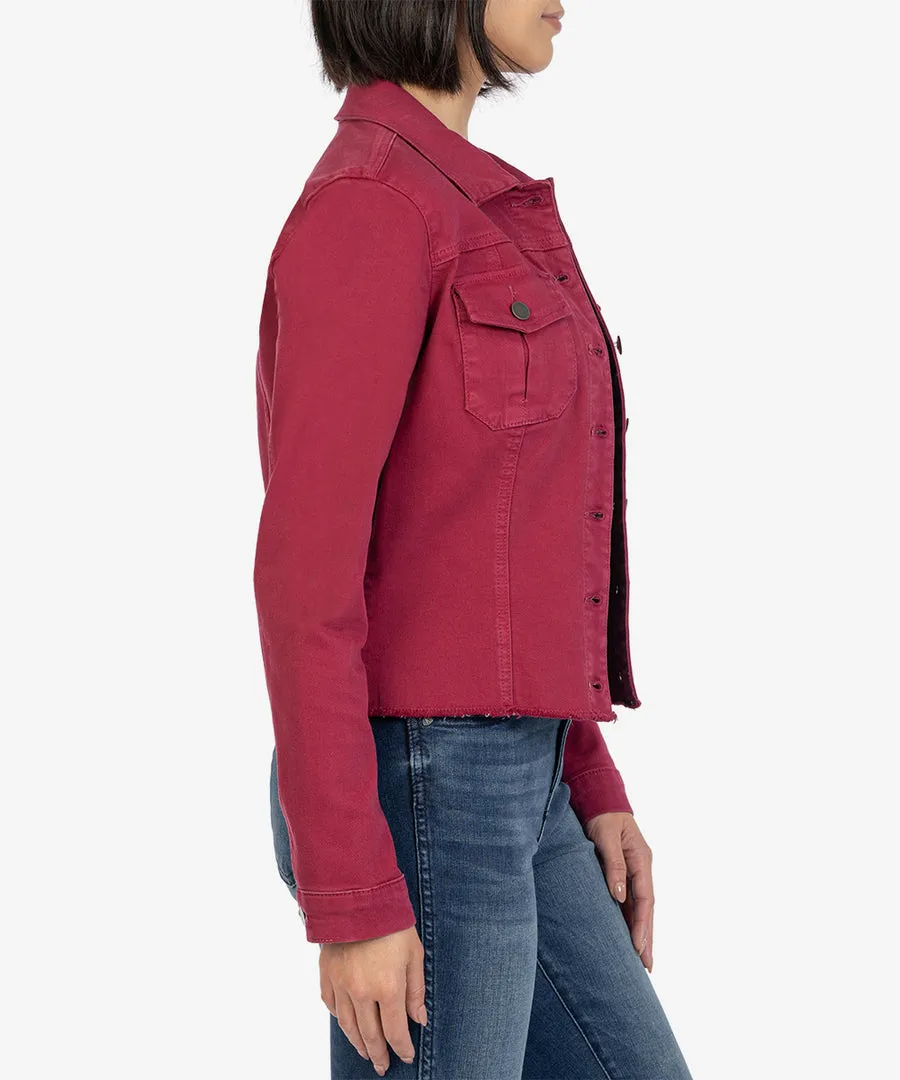 Kut From The Kloth Kara Jacket No Waist W/Frayed Hem - Bordeaux