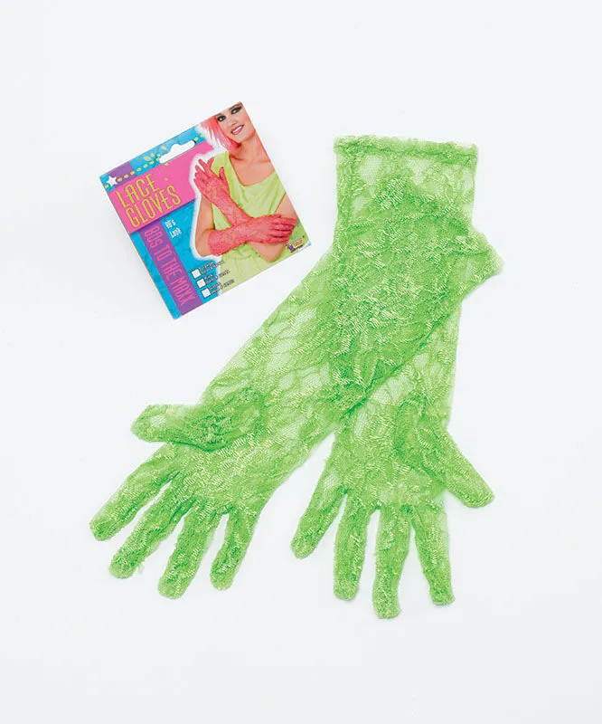 Lace Gloves Orange, Green or Pink