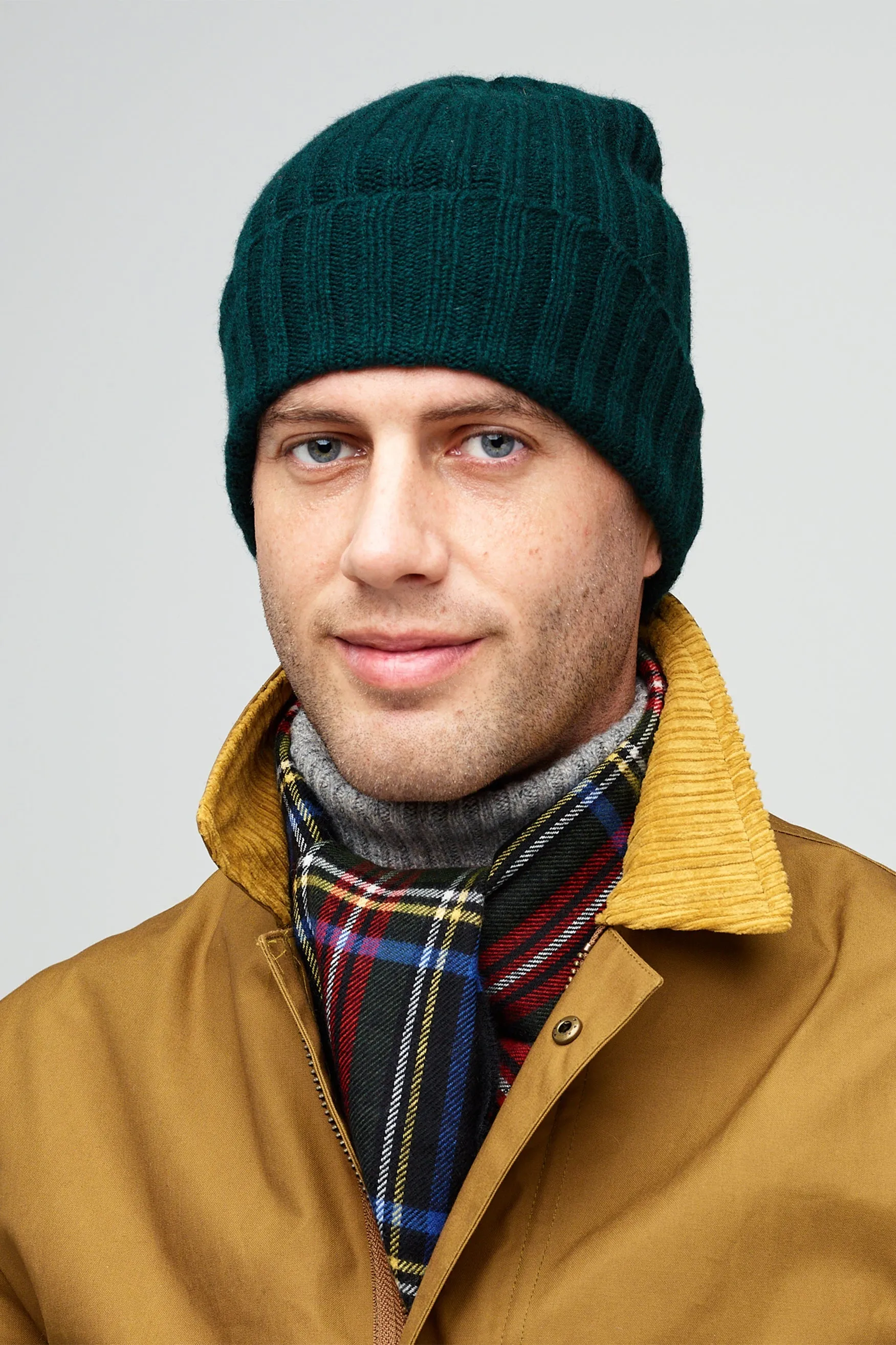 Lambswool Beanie Hat - Bottle Green