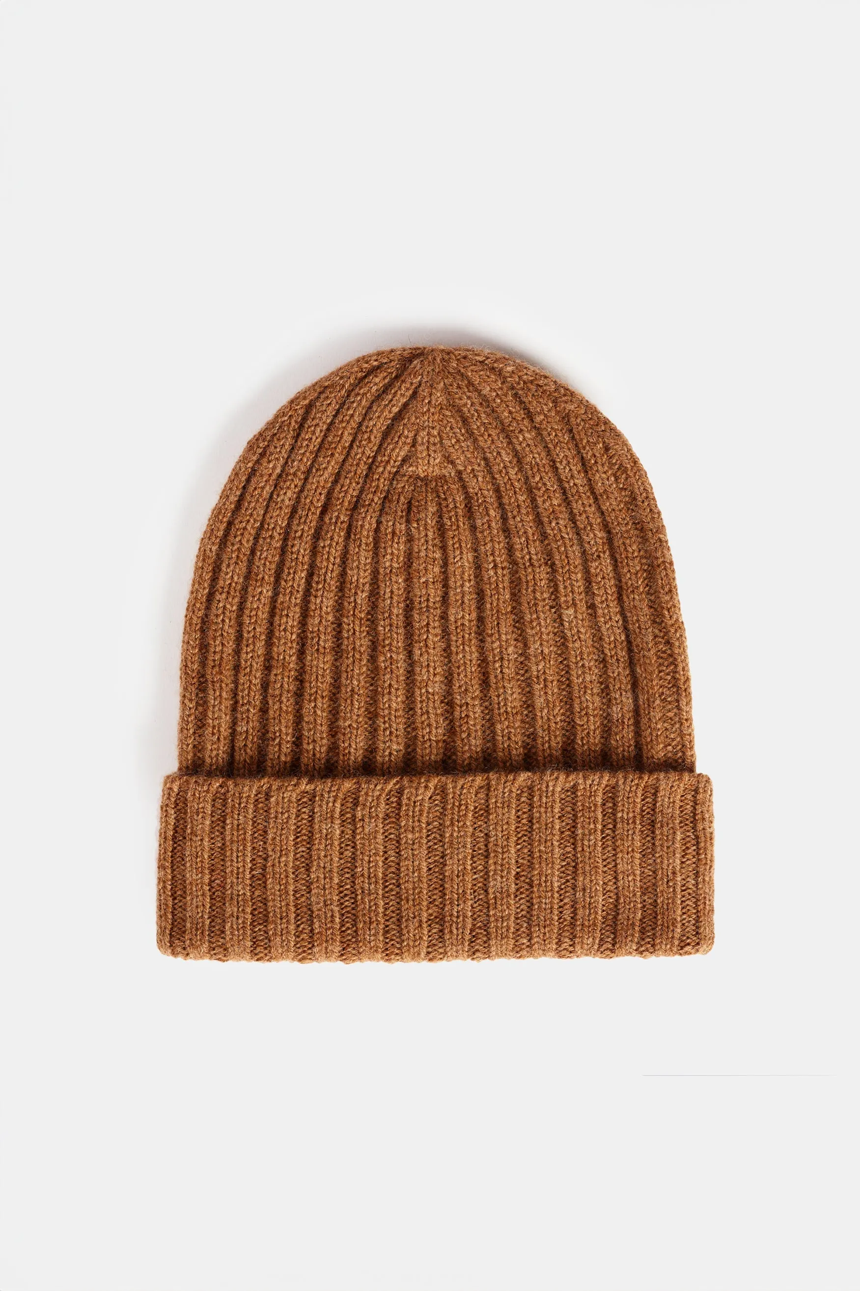 Lambswool Beanie Hat - Dark Camel