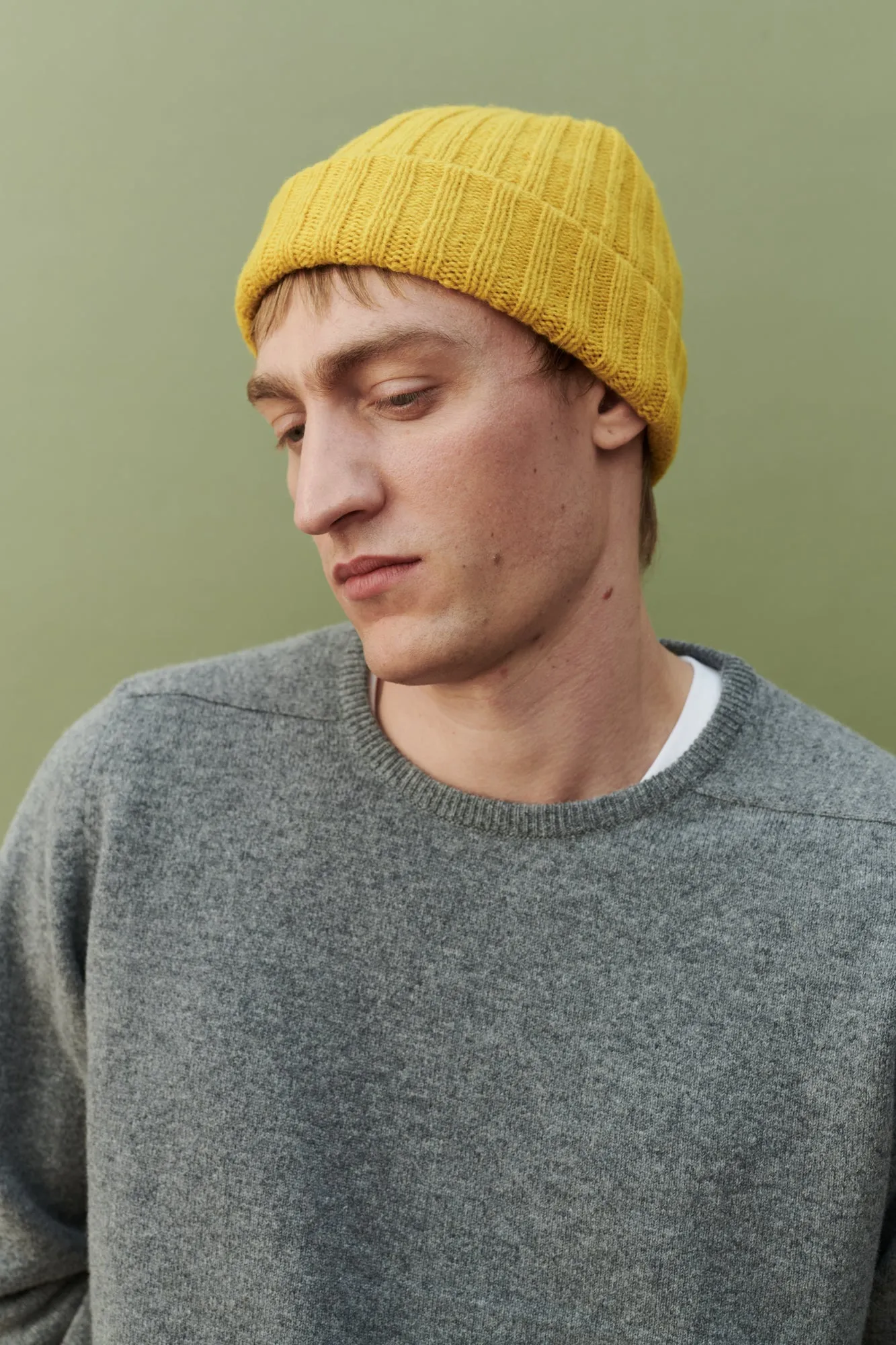 Lambswool Beanie Hat - Mustard