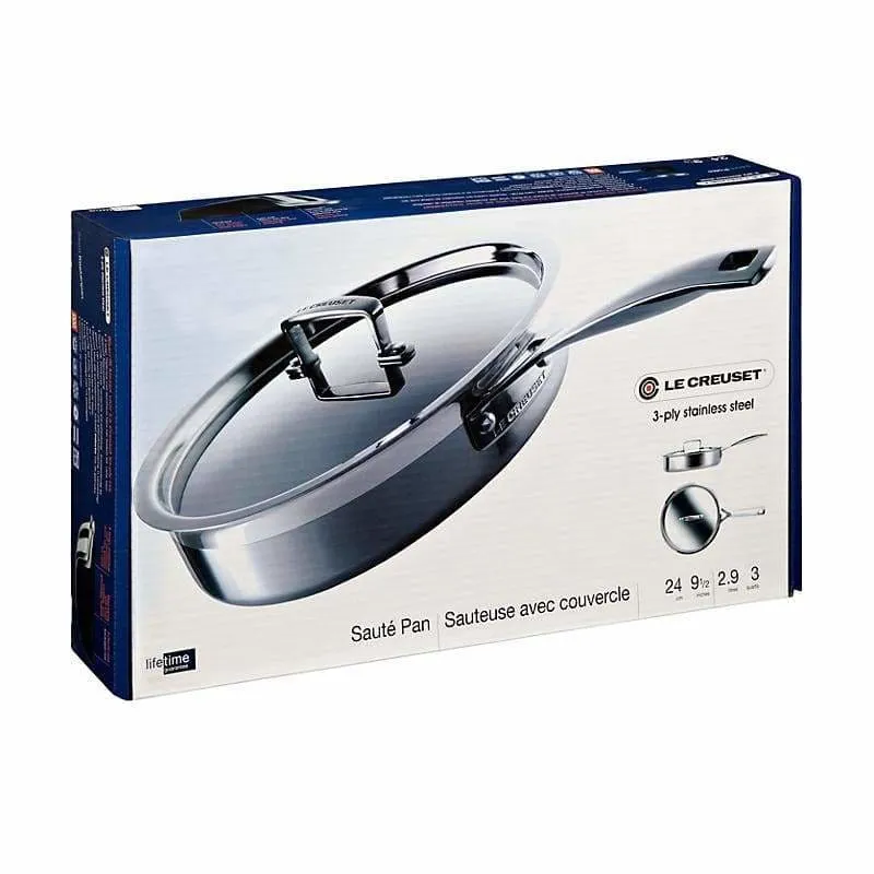 Le Creuset 3-ply Stainless Steel Sauté Pan and Lid 24cm