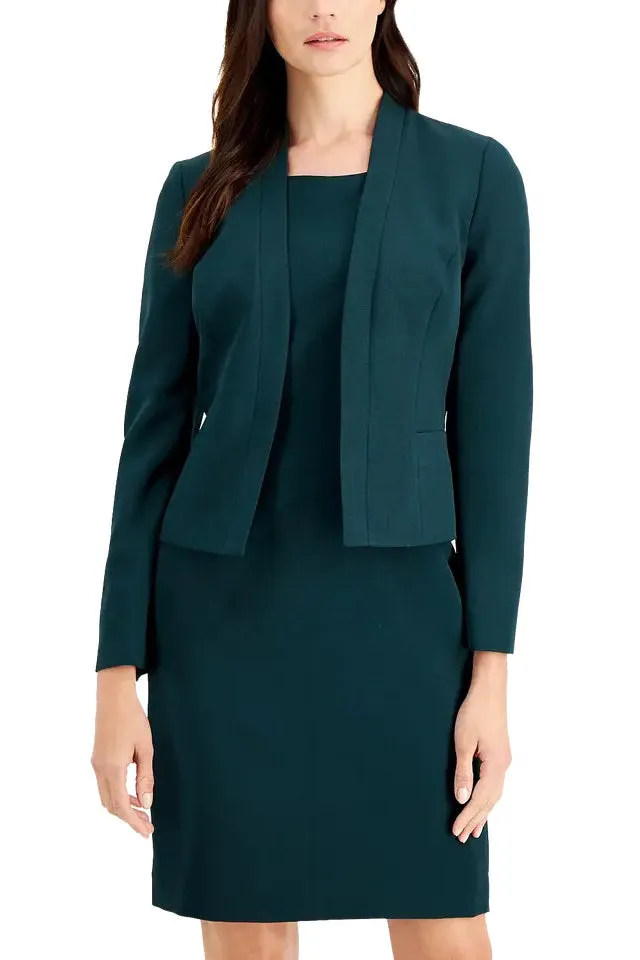 Le Suit Seamed Cropped Jacket With Matching Crepe Dress (Petite)