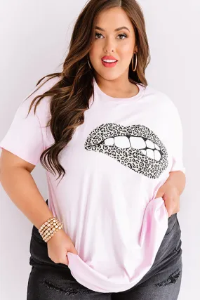 Leopard Lips Shift Tee In Pink Curves