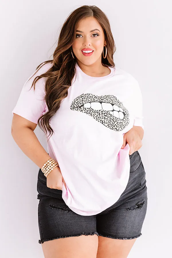 Leopard Lips Shift Tee In Pink Curves