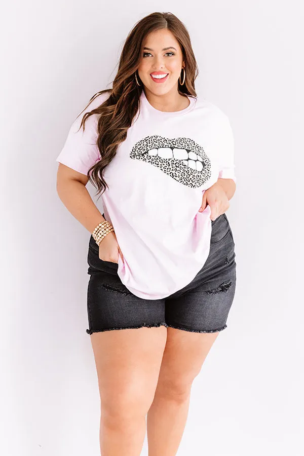 Leopard Lips Shift Tee In Pink Curves