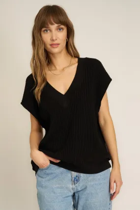 Lost in Love Oversized Sweater Vest - Black