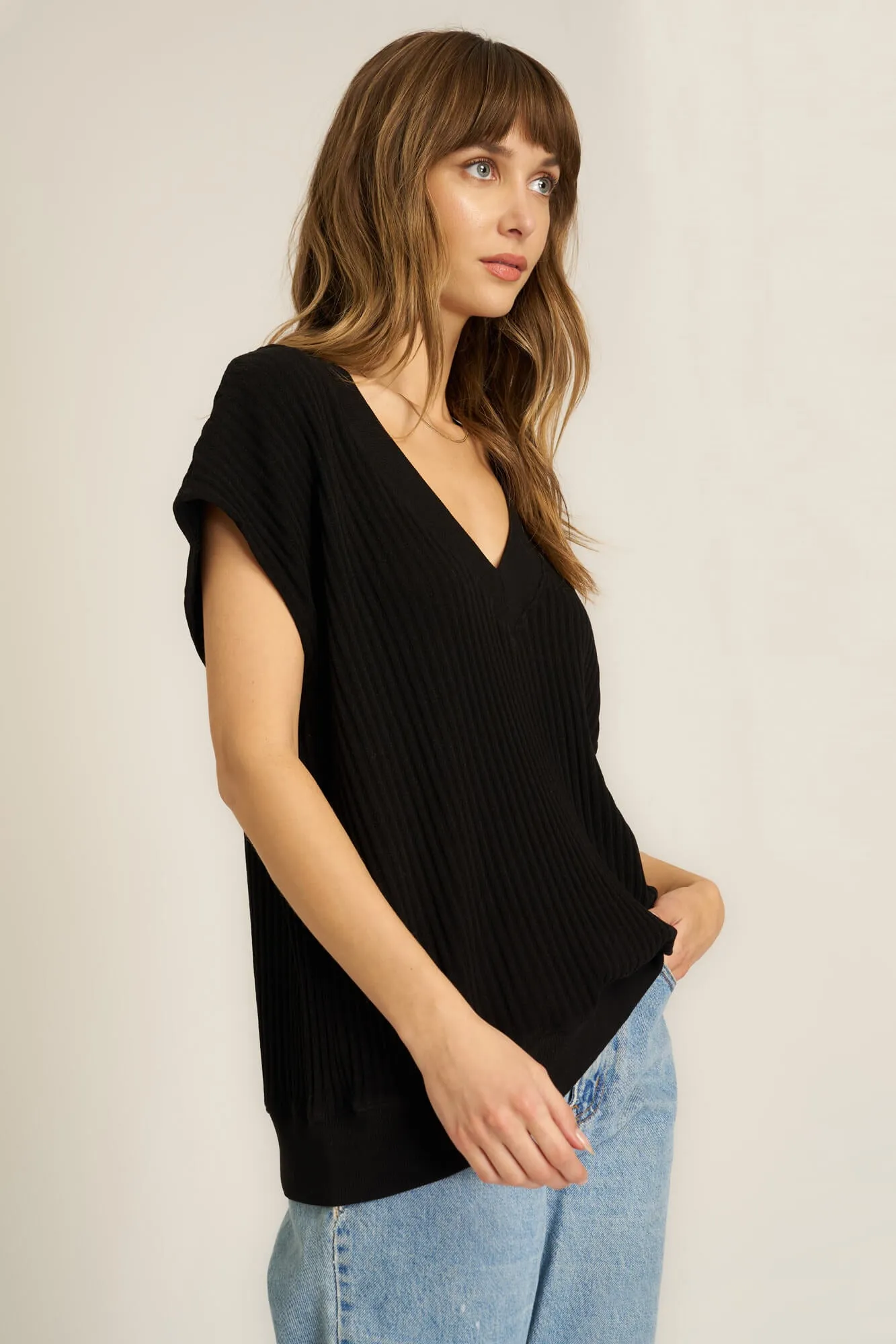 Lost in Love Oversized Sweater Vest - Black