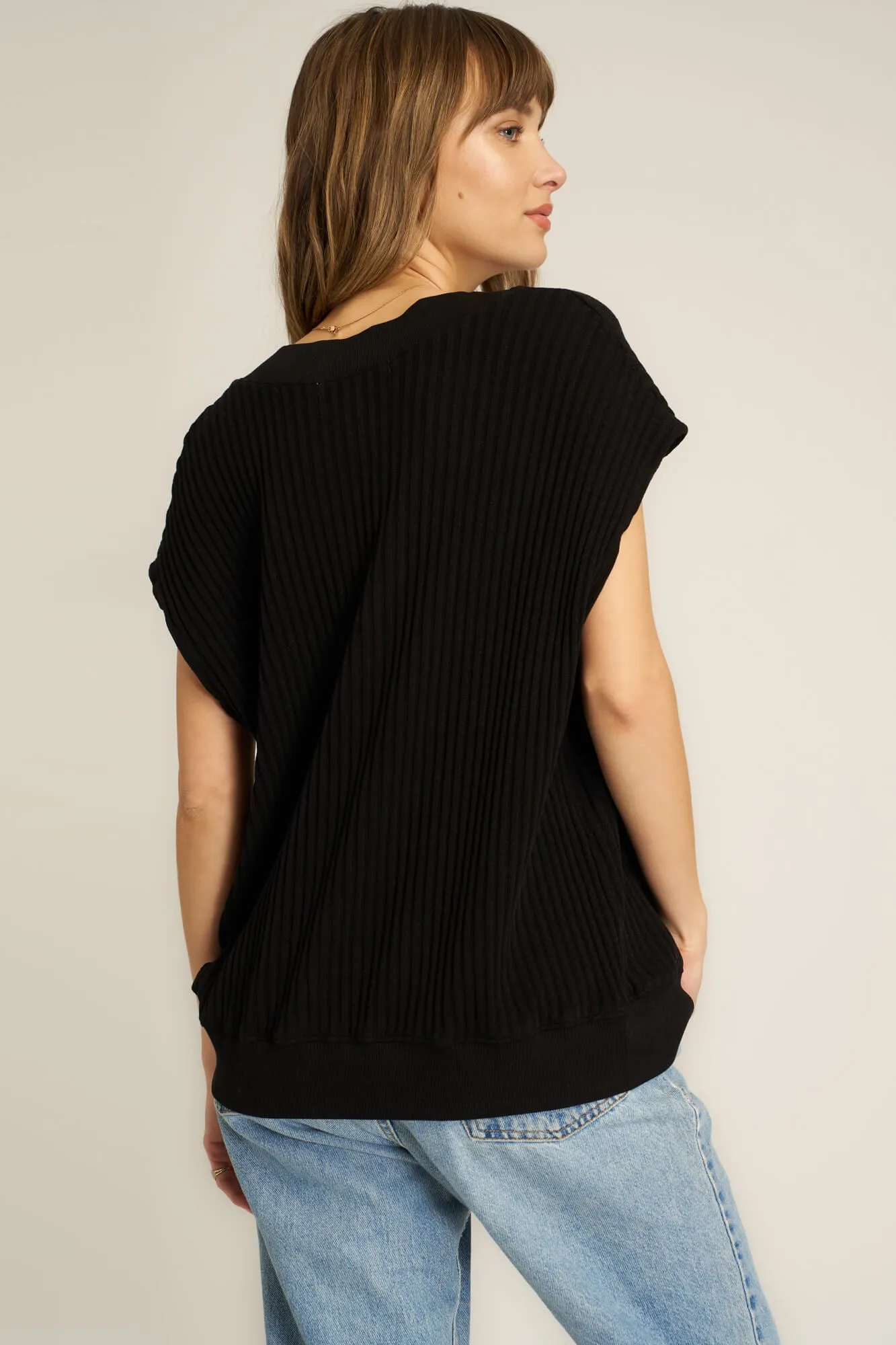 Lost in Love Oversized Sweater Vest - Black