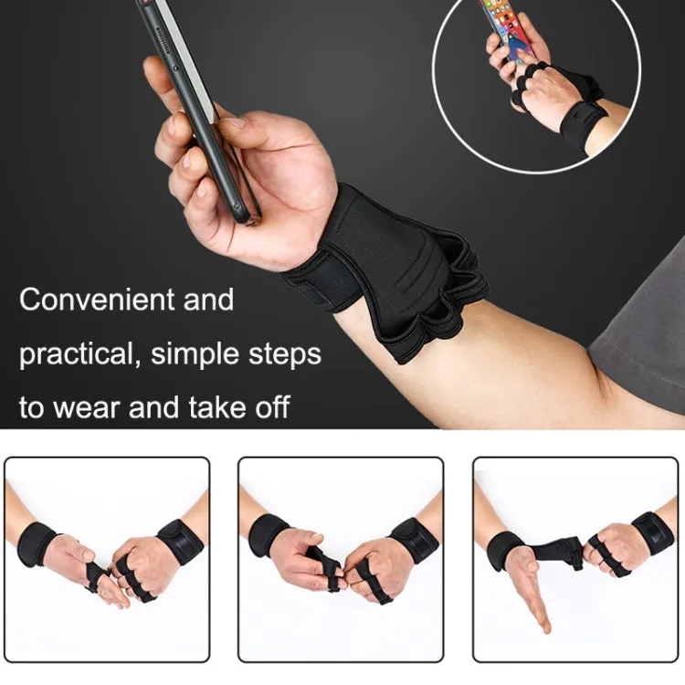 M Weightlifting Dumbbell Horizontal Bar Anti-cocoon Anti-slip Wrist Fitness Gloves(Black)