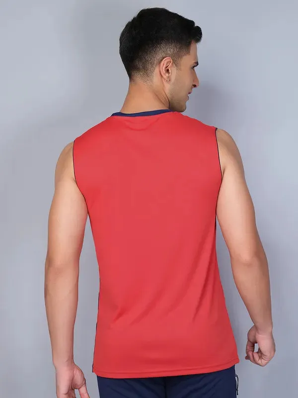 Men Colorblock Slim Fit Crew Neck Innerwear Vest with TECHNO COOL