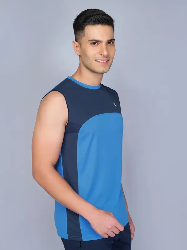 Men Colorblock Slim Fit Crew Neck Innerwear Vest with TECHNO COOL