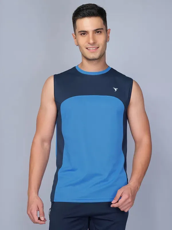 Men Colorblock Slim Fit Crew Neck Innerwear Vest with TECHNO COOL