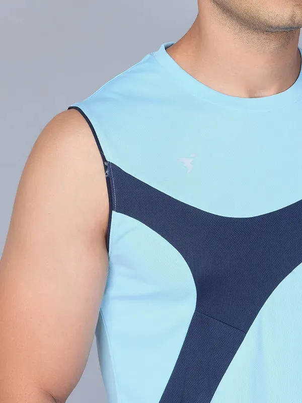 Men Colorblock Slim Fit Crew Neck Innerwear Vest with TECHNO COOL