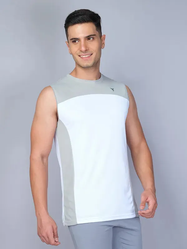 Men Colorblock Slim Fit Crew Neck Innerwear Vest with TECHNO COOL