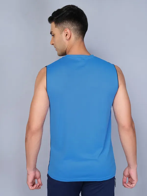 Men Colorblock Slim Fit Crew Neck Innerwear Vest with TECHNO COOL