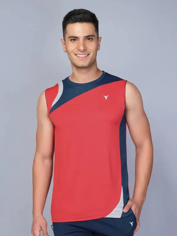 Men Colorblock Slim Fit Crew Neck Innerwear Vest with TECHNO COOL