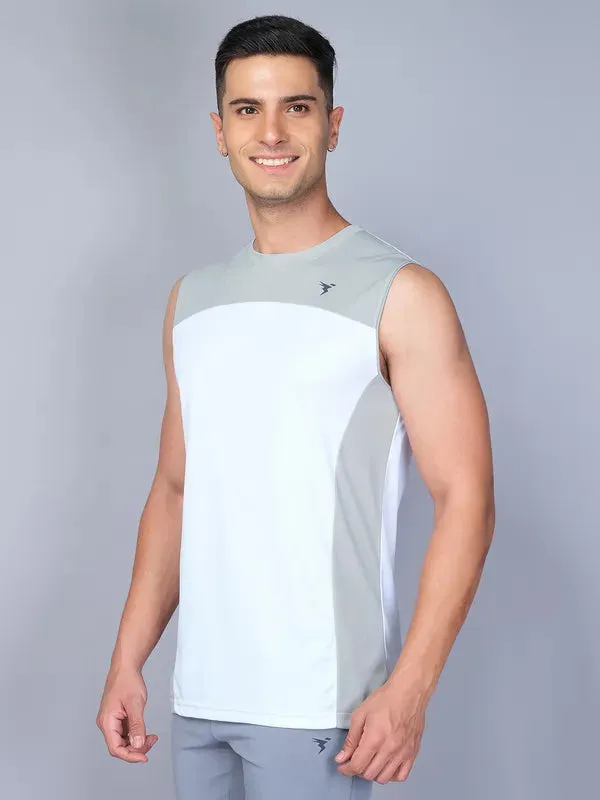 Men Colorblock Slim Fit Crew Neck Innerwear Vest with TECHNO COOL