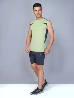 Men Colorblock Slim Fit Crew Neck Innerwear Vest with TECHNO COOL