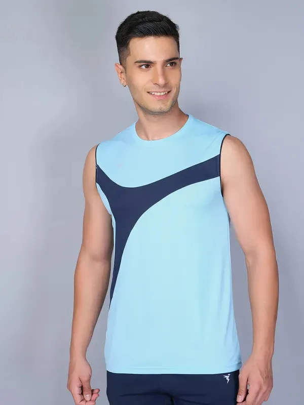 Men Colorblock Slim Fit Crew Neck Innerwear Vest with TECHNO COOL