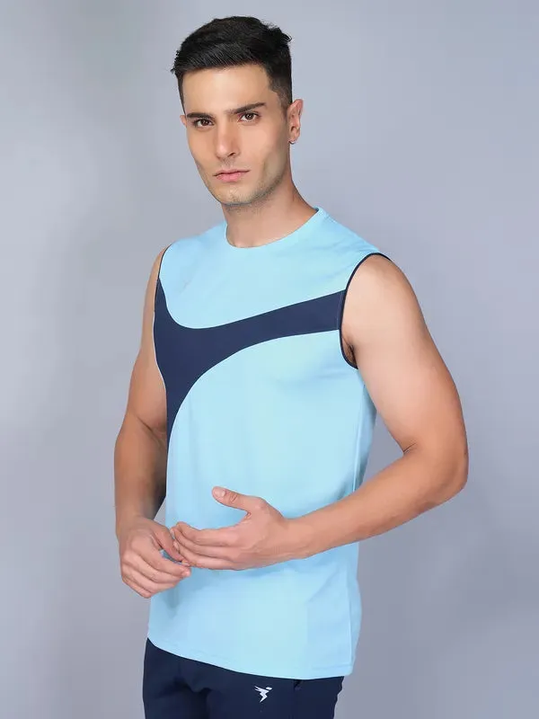 Men Colorblock Slim Fit Crew Neck Innerwear Vest with TECHNO COOL