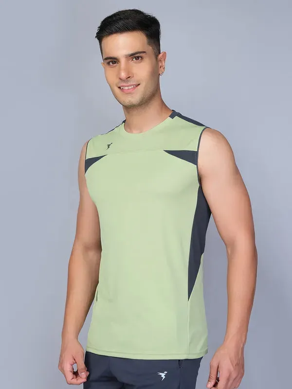 Men Colorblock Slim Fit Crew Neck Innerwear Vest with TECHNO COOL