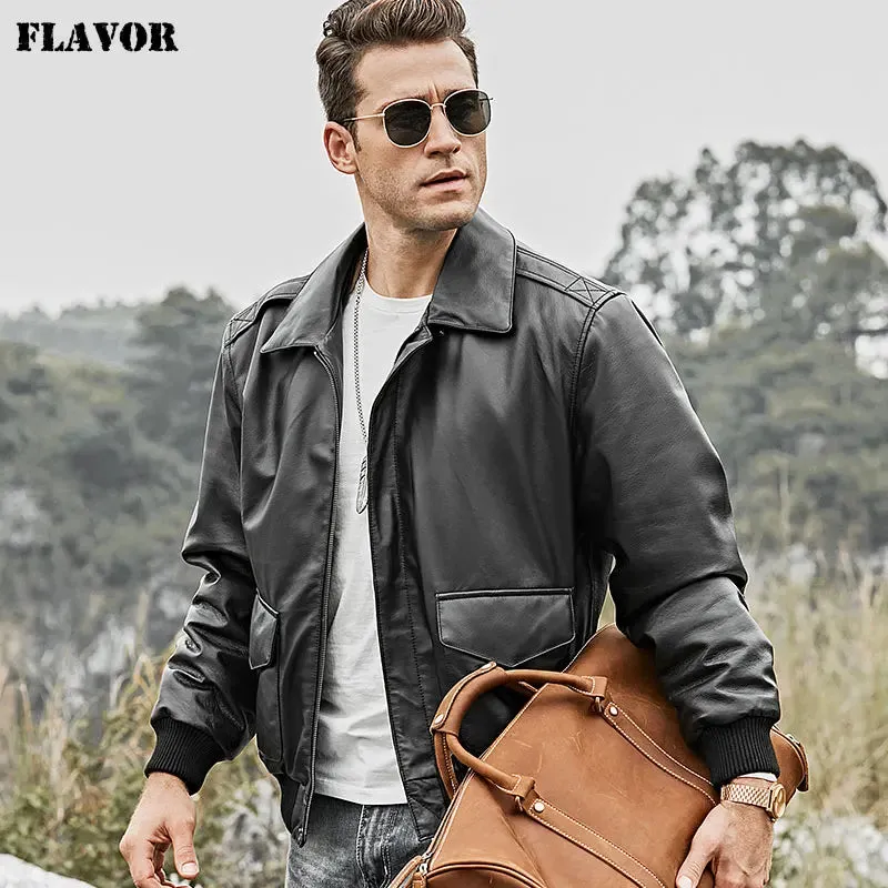 Men's Leather Bomber Jacket