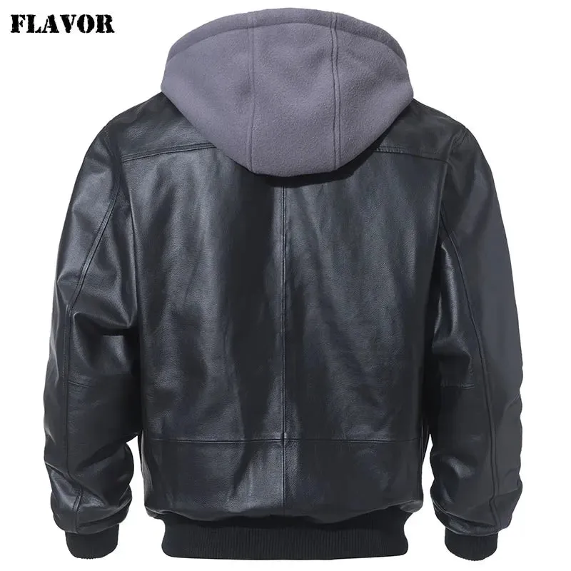 Men's Leather Bomber Jacket