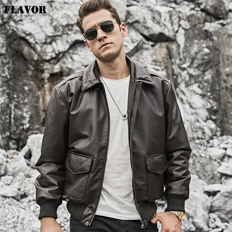 Men's Leather Bomber Jacket