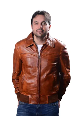 Men's New Biker Classic Brando Motorcycle Dusty Brown Distressed Vintage Leather Jacket