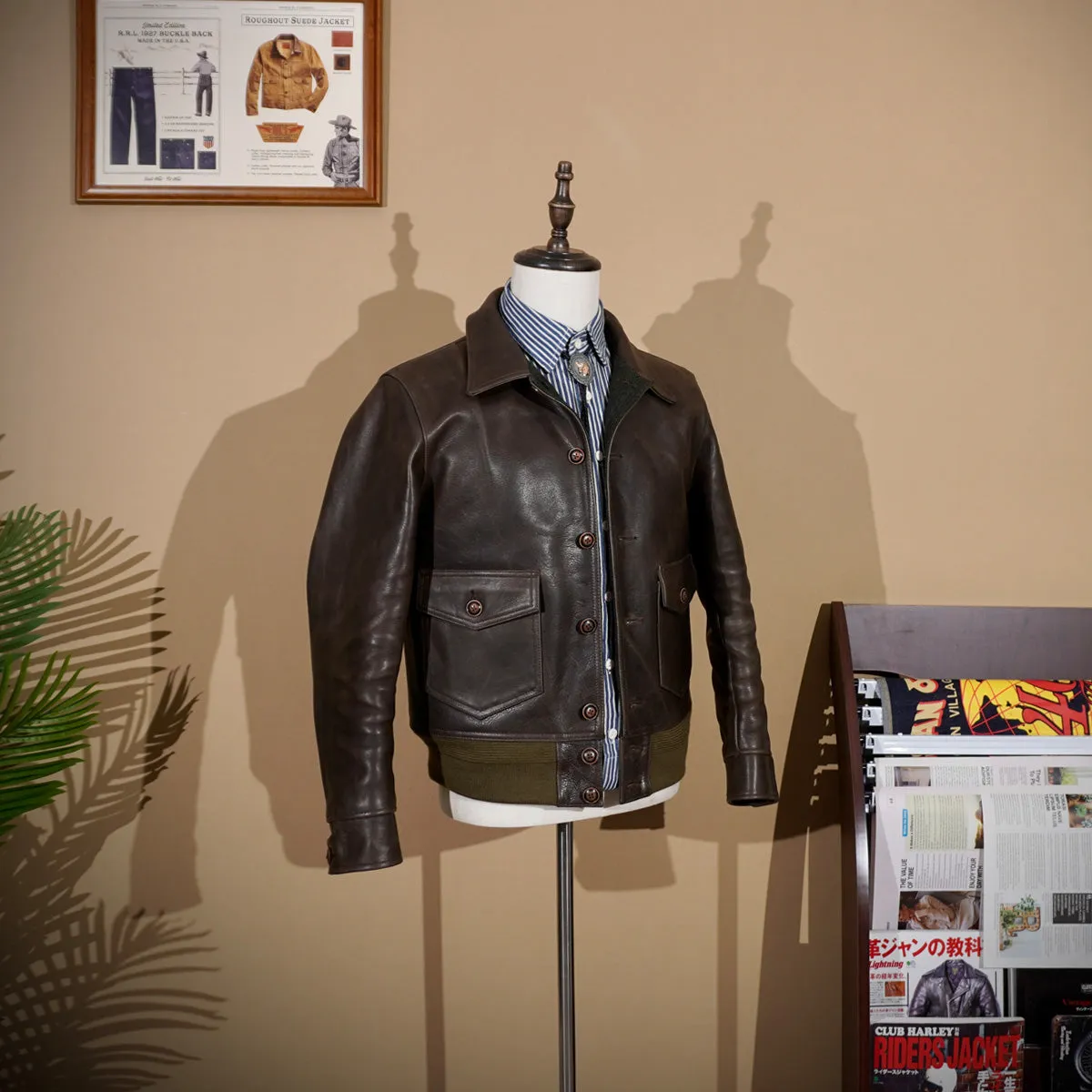 Men's Type A-2 Flight Leather Jacket Cowhide