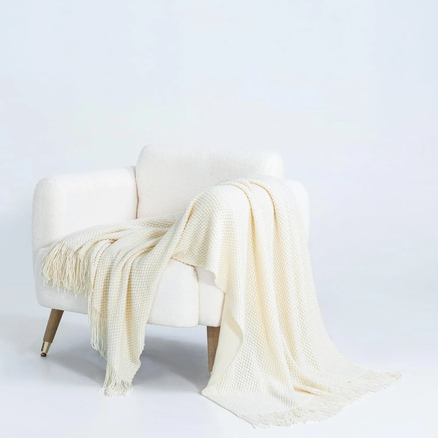 Microplush Knitted Acrylic Throw Blanket, Snow - Gioia Casa