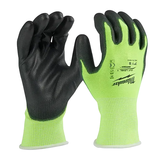 Milwaukee High Visibility Cut Level 1 Polyurethane Dipped Gloves