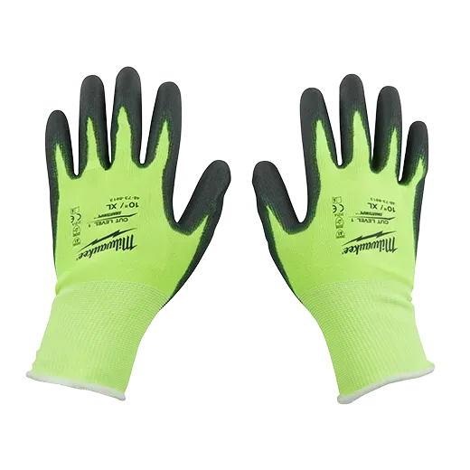 Milwaukee High Visibility Cut Level 1 Polyurethane Dipped Gloves