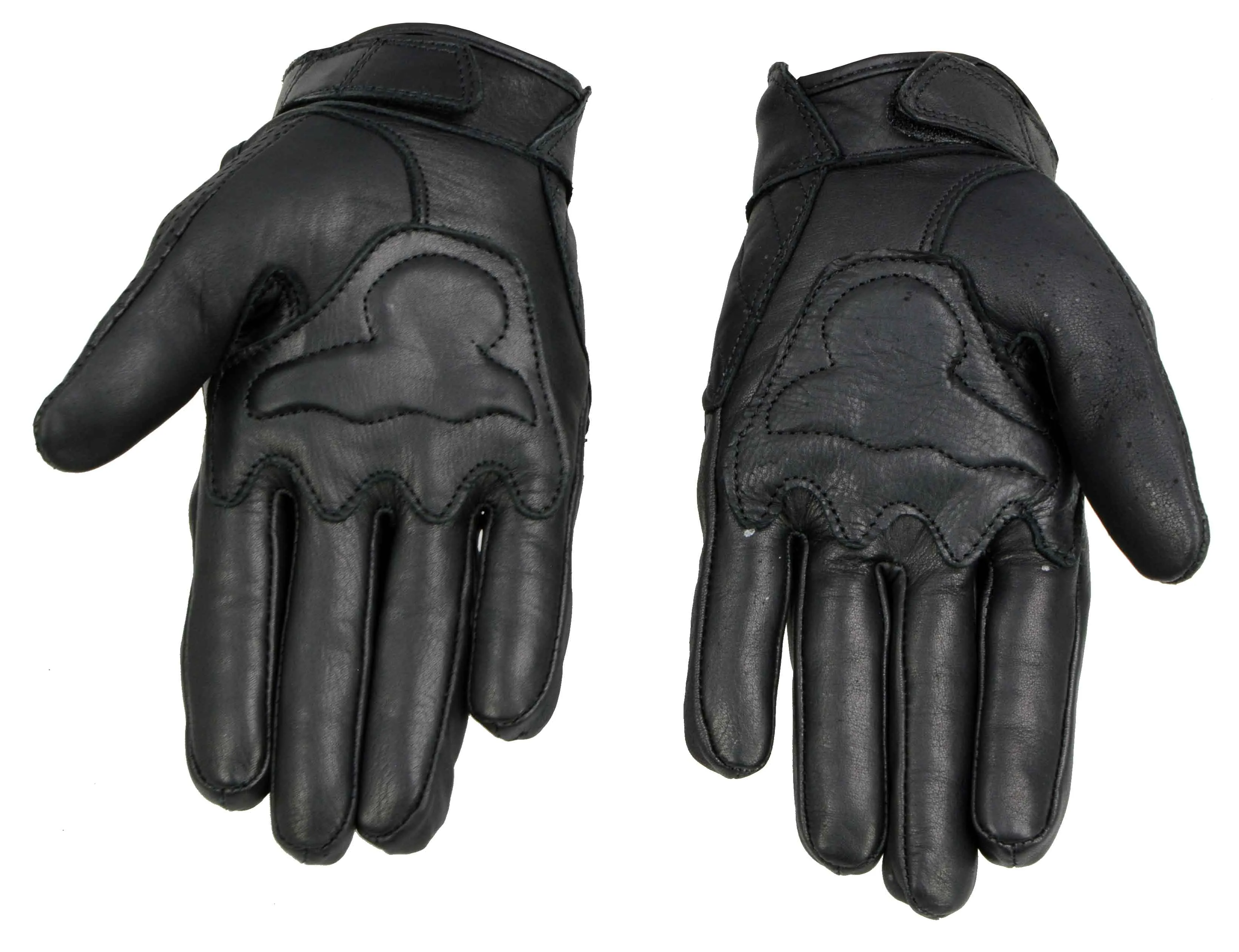 Milwaukee Leather MG7500 Men's Black Perforated Leather Gel Padded Palm Motorcycle Hand Gloves W/ 'Rubberized Hard Knuckle’ For Protection