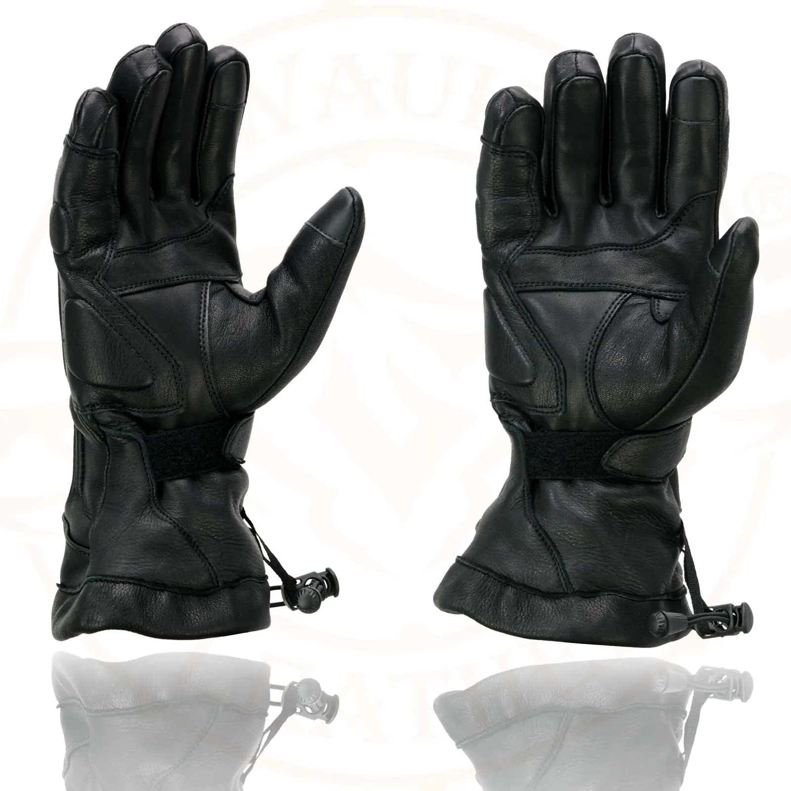 Milwaukee Leather MG7518 Men's Black Deerskin Gauntlet Motorcycle Hand Gloves w/ i-Touch Screen Compatibility