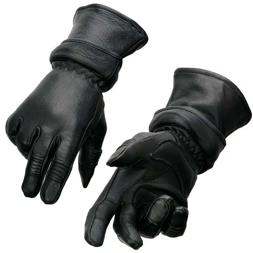 Milwaukee Leather SH870 Women's Black Deerskin Leather Gauntlet Gloves