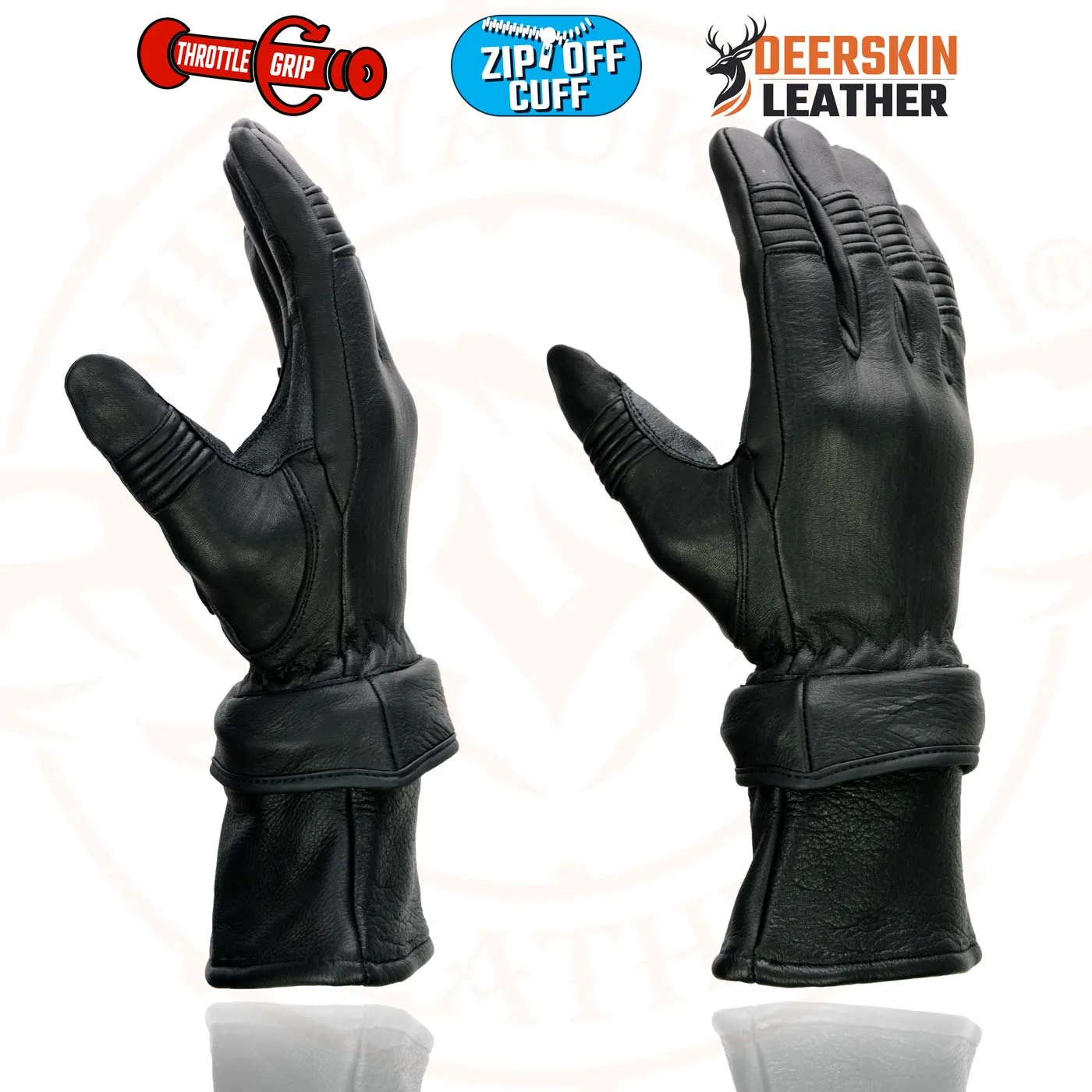 Milwaukee Leather SH870 Women's Black Deerskin Leather Gauntlet Gloves