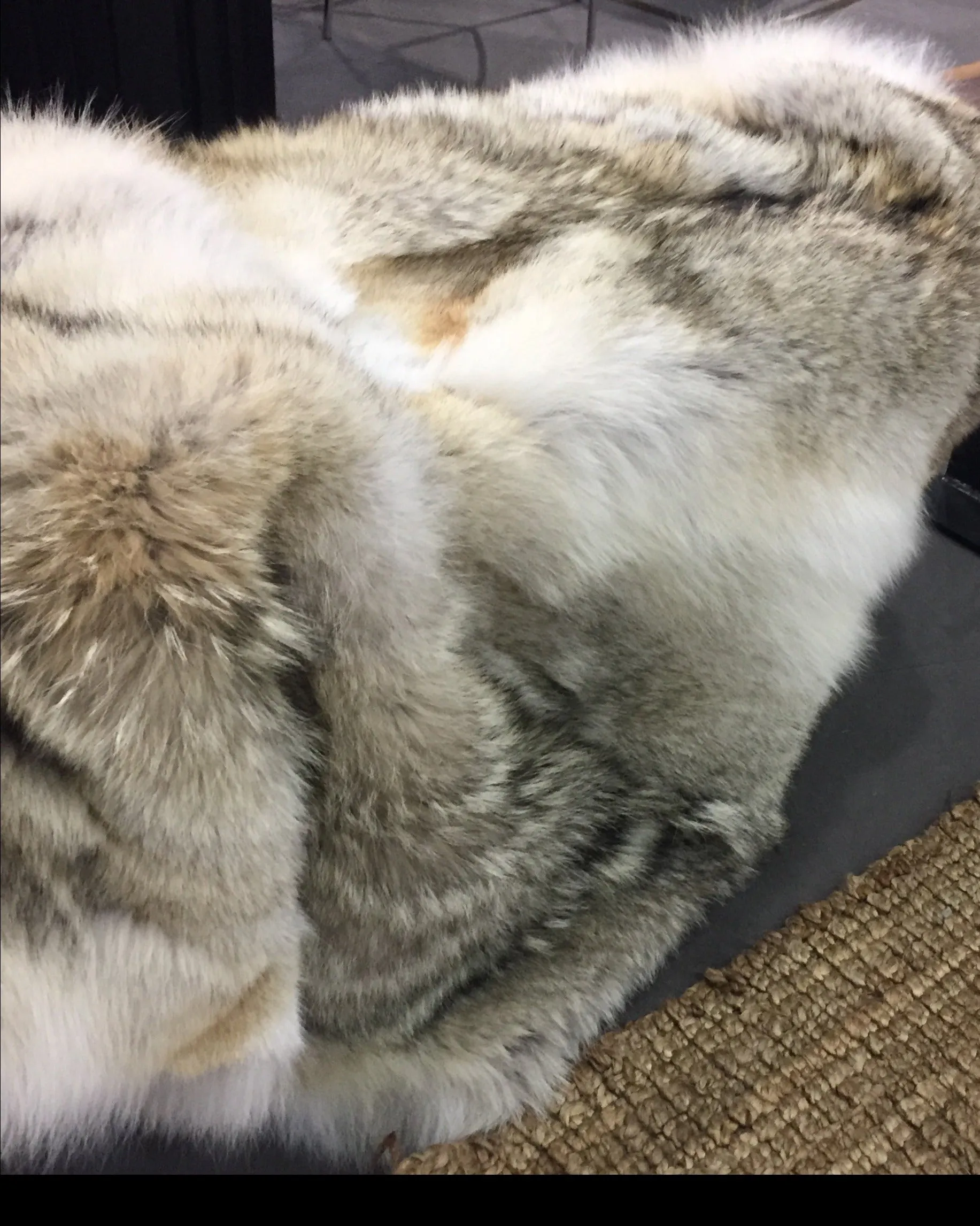 M.Miller Real Coyote Fur Section Throw Blanket