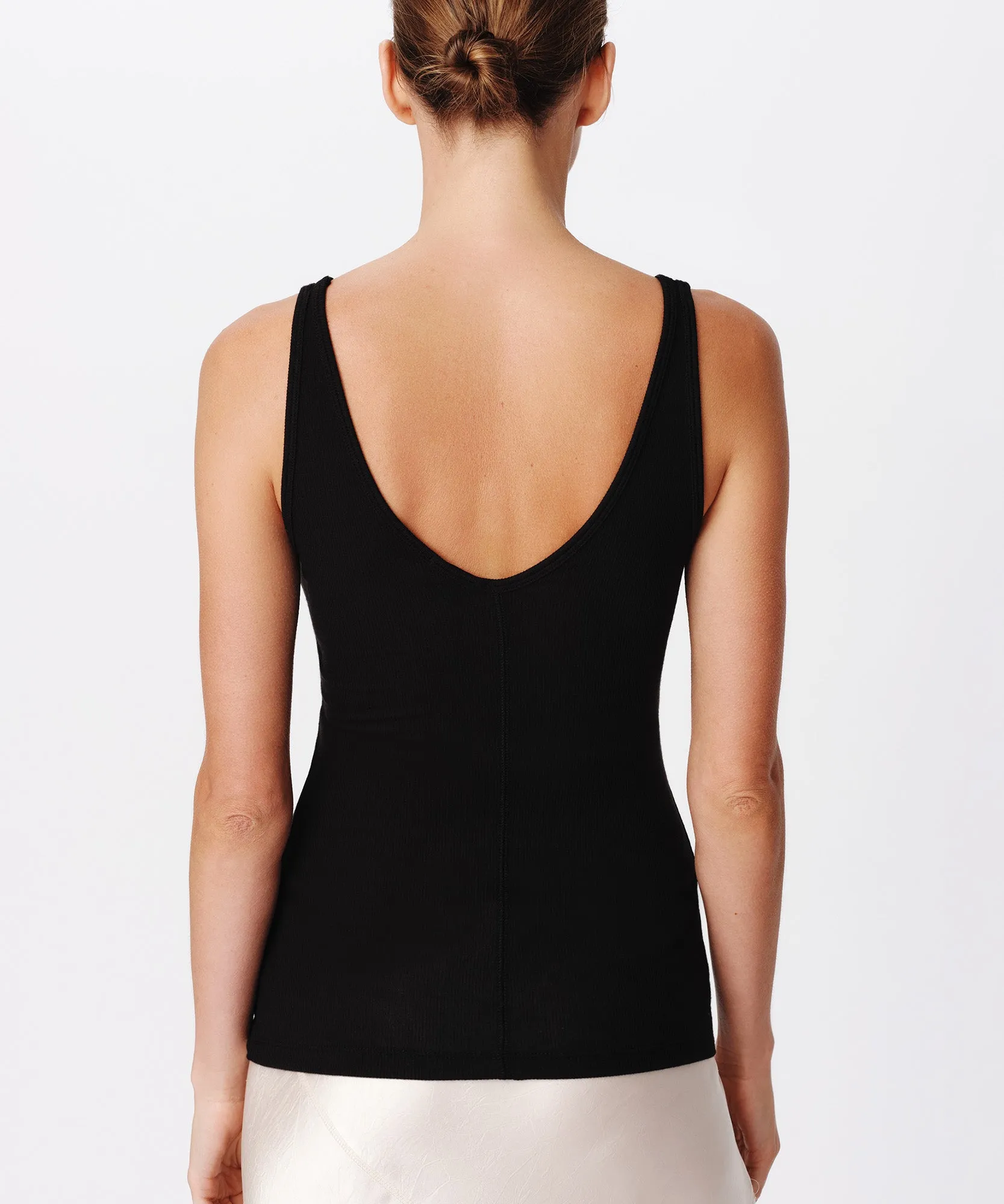 Modal Rib V-Neck Tank - Black