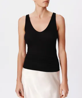 Modal Rib V-Neck Tank - Black