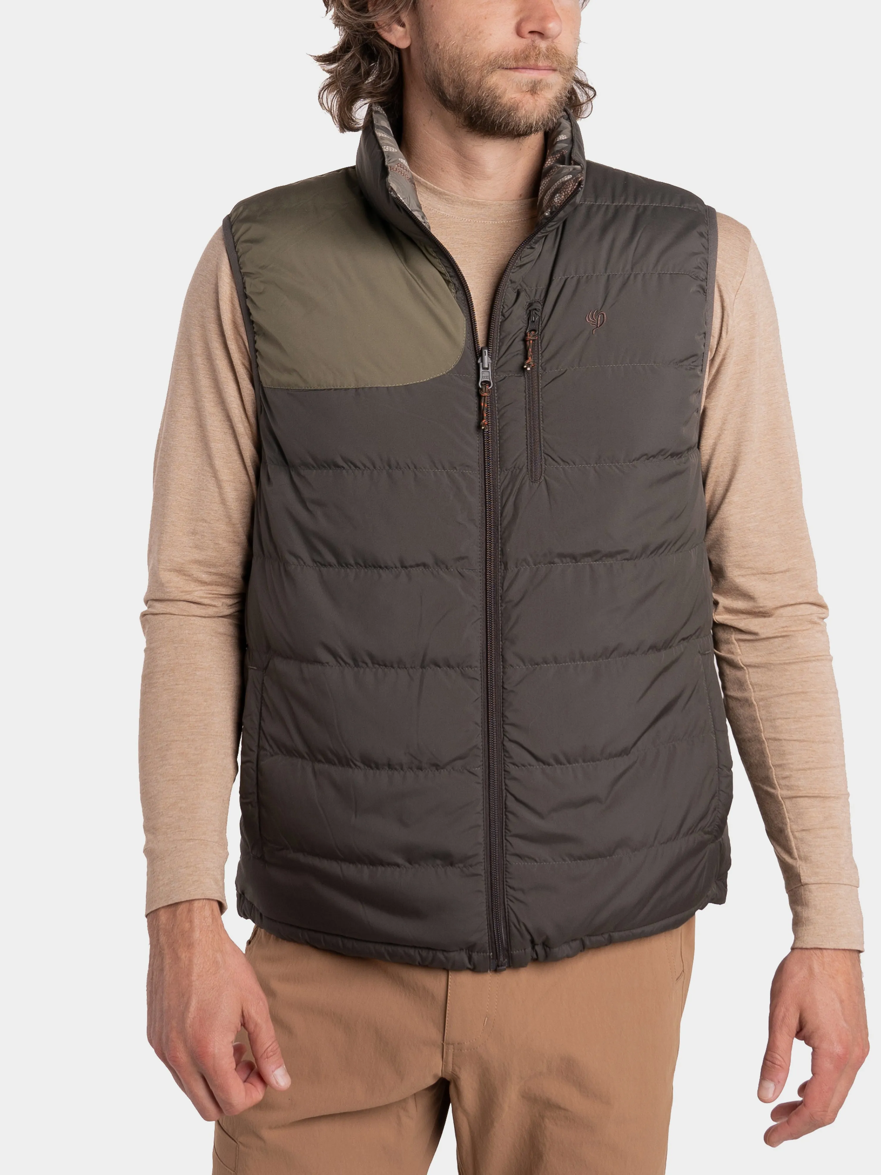 M's DryDown Reversible Vest - Raven / Woodland